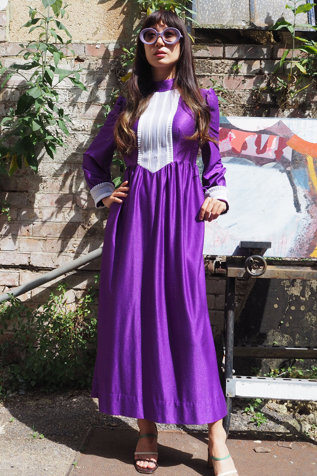 70's Tattershall Velvet Lace Dress Purple