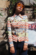 70's C&A Indian Pattern Shirt White/Yellow
