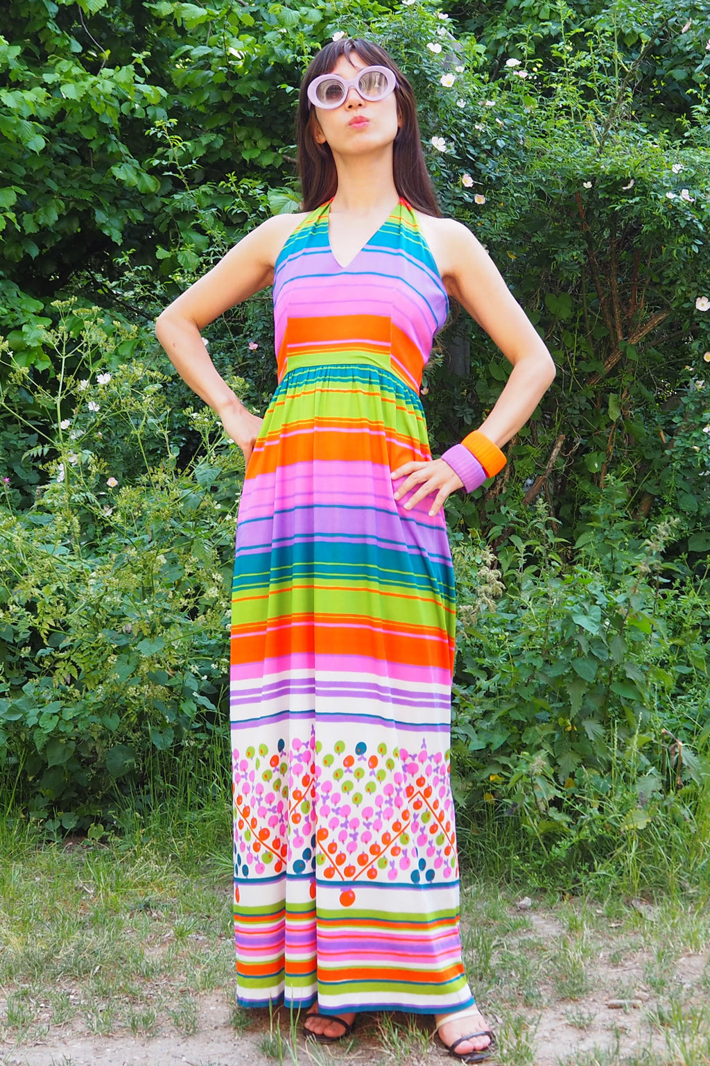 70's Kati holiday Rainbow Stripe Dress Rainbow