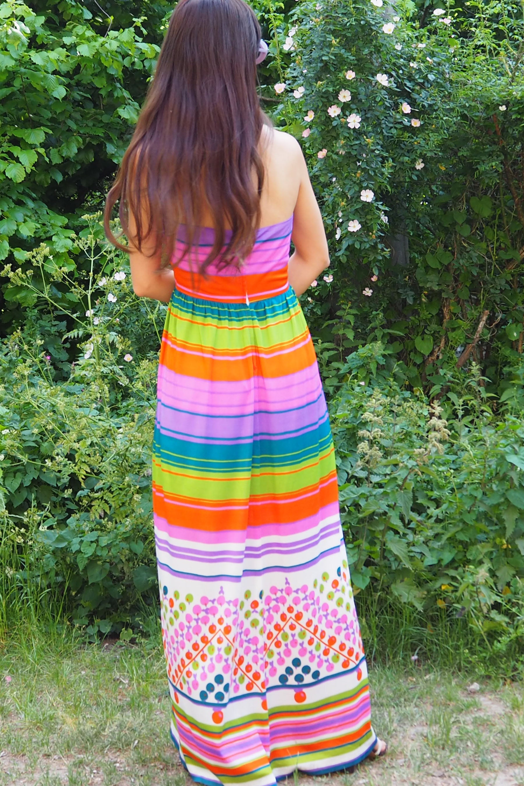 70's Kati holiday Rainbow Stripe Dress Rainbow