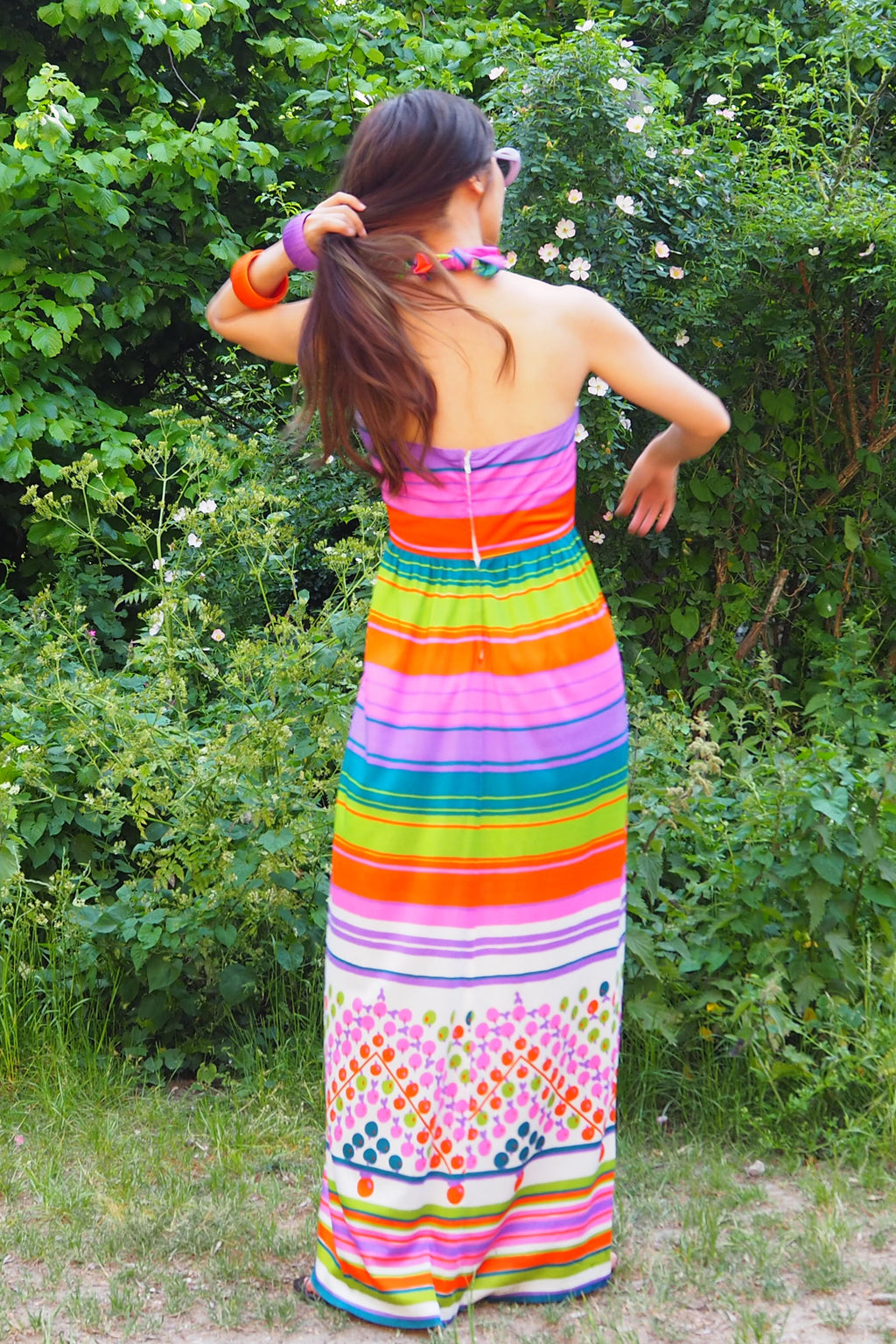 70's Kati holiday Rainbow Stripe Dress Rainbow