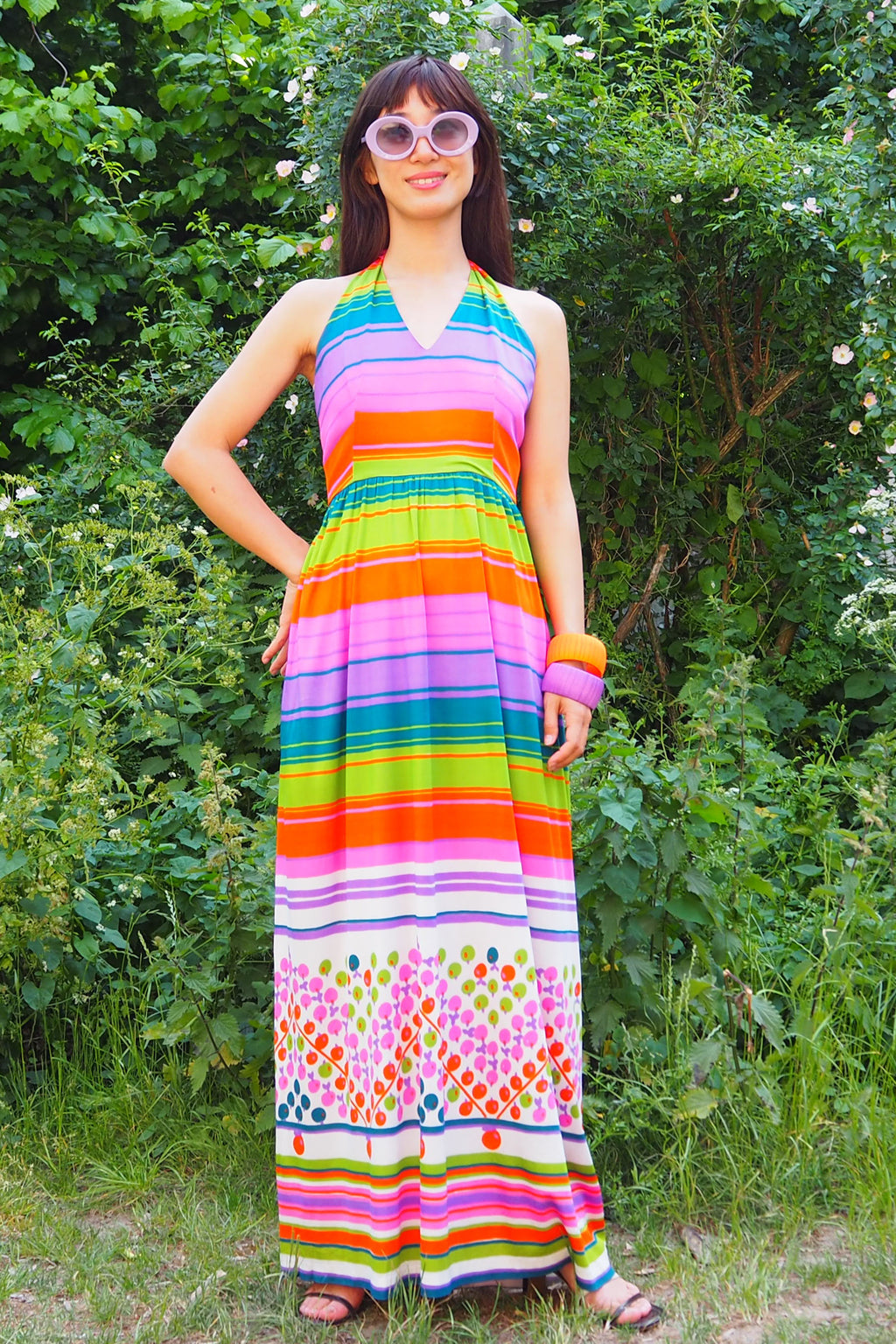 70's Kati holiday Rainbow Stripe Dress Rainbow