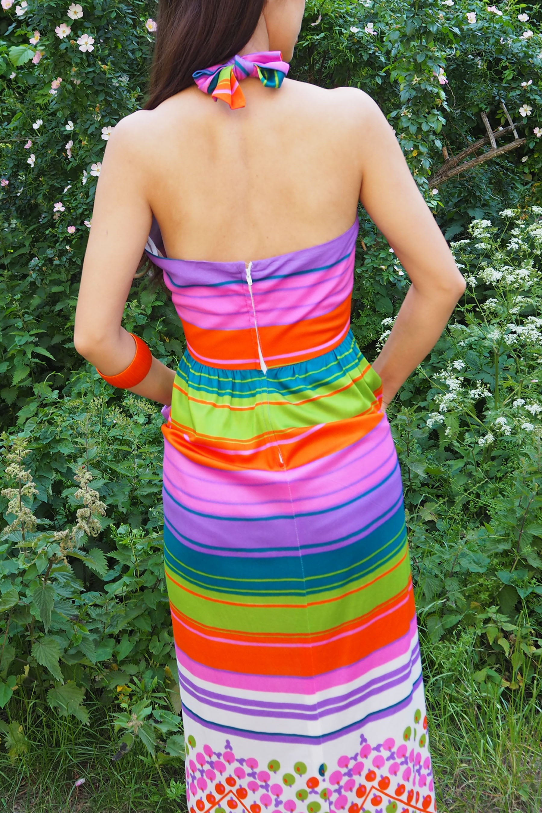70's Kati holiday Rainbow Stripe Dress Rainbow
