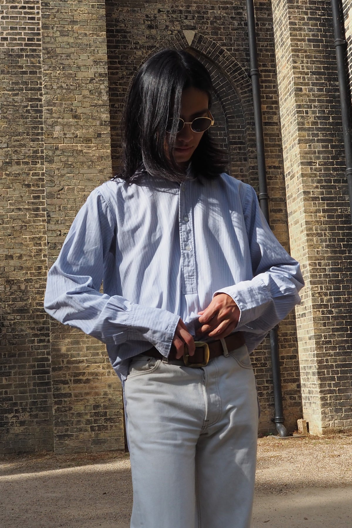 40's CC41 Stand Collar Shirt Light Blue