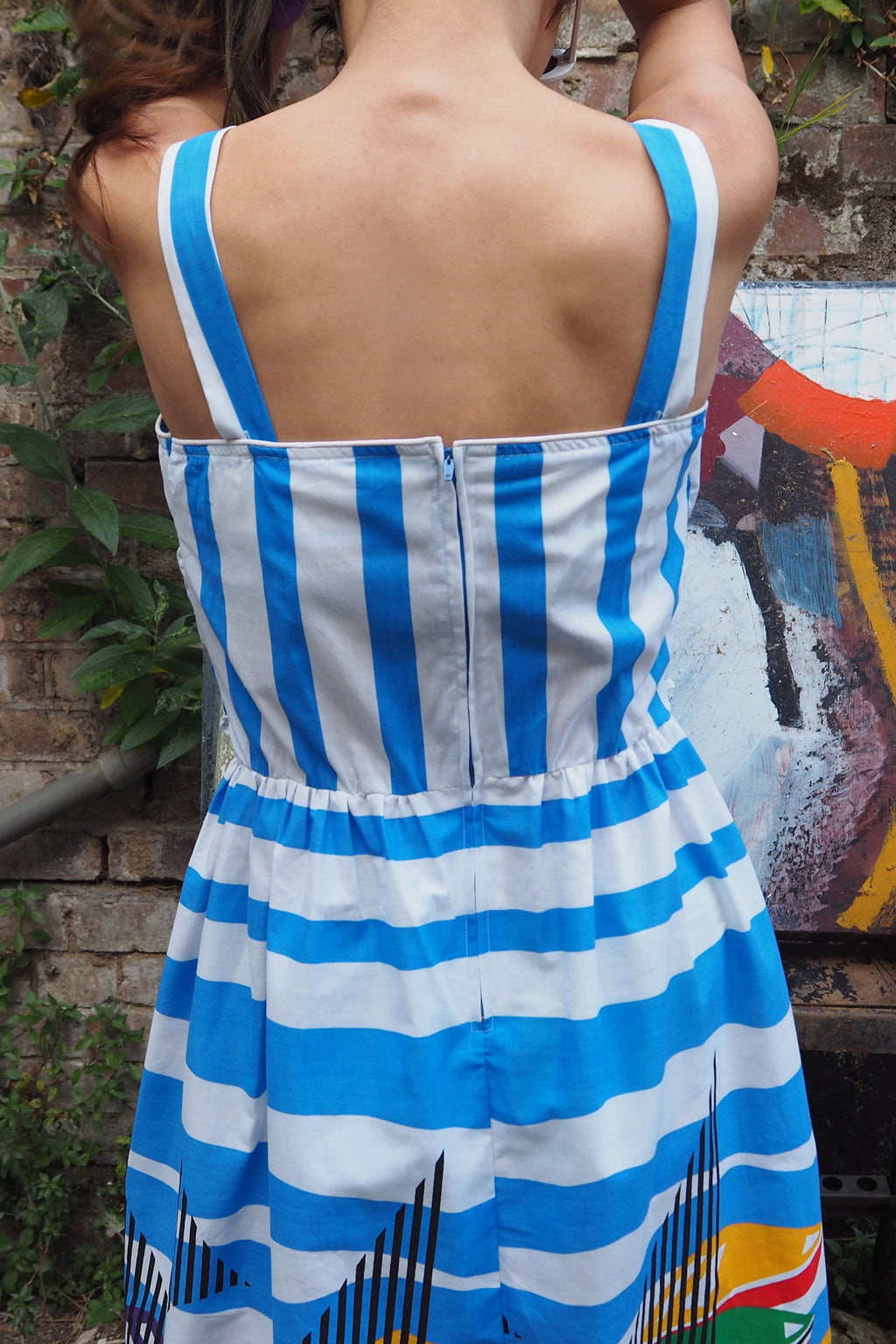 80's Jandabar Yacht Print Summer Dress Blue