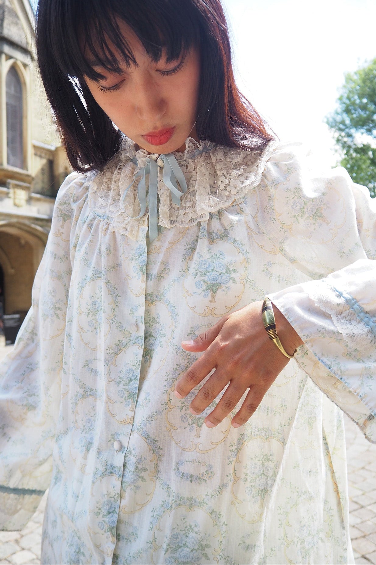 70's Night Gown London Vintage | Victorian Lace Cotton Dress