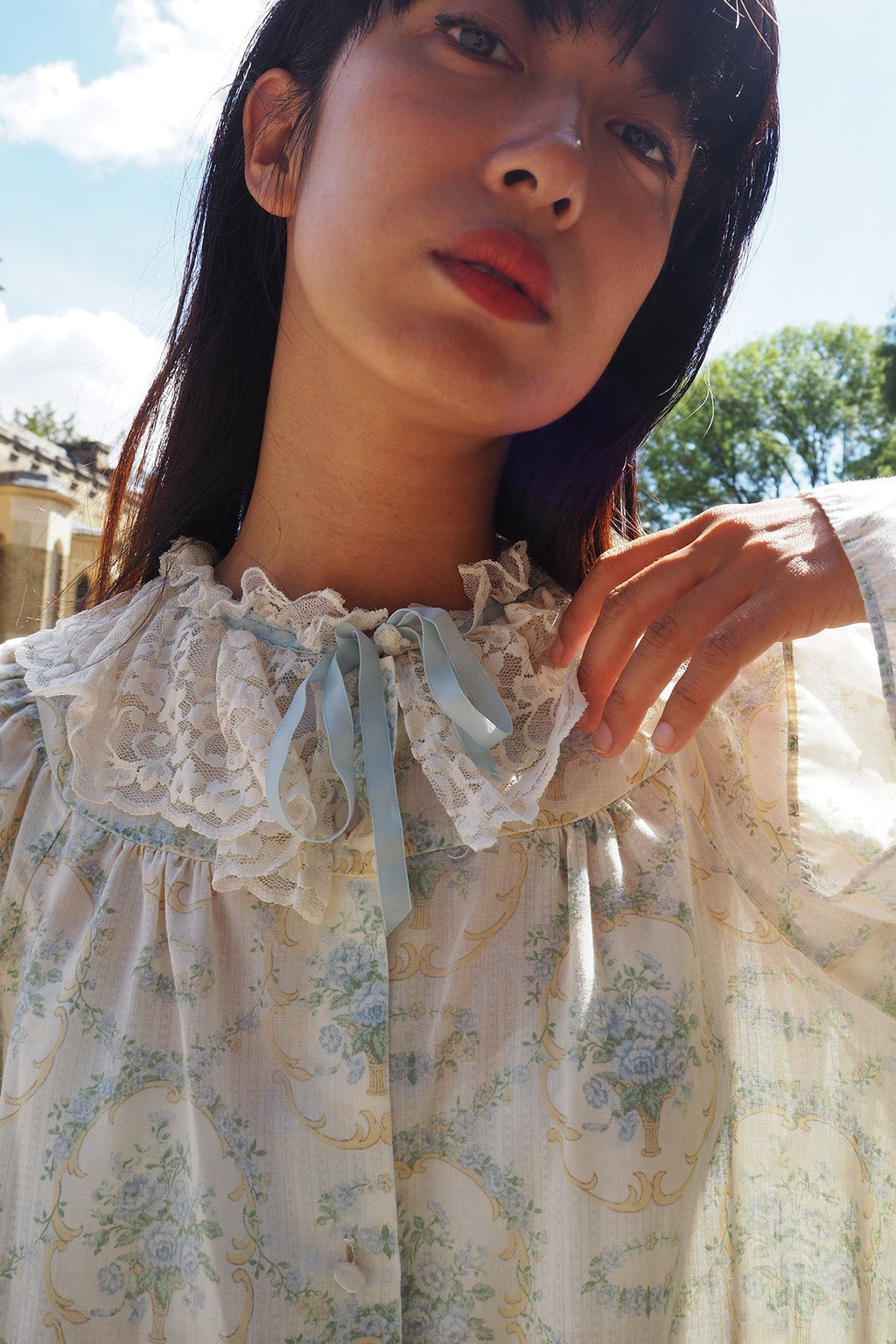 70's Night Gown London Vintage | Victorian Lace Cotton Dress