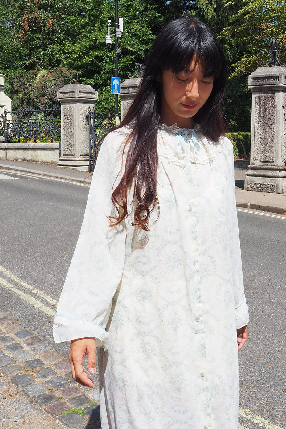 70's Night Gown London Vintage | Victorian Lace Cotton Dress