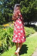 70/80's Big Flower Dress C&A Vintage | Bordeaux Romantic Dress