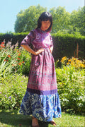 70's Handmade Patchwork Dress London Vintage | Purple Blue Gradient Maxi