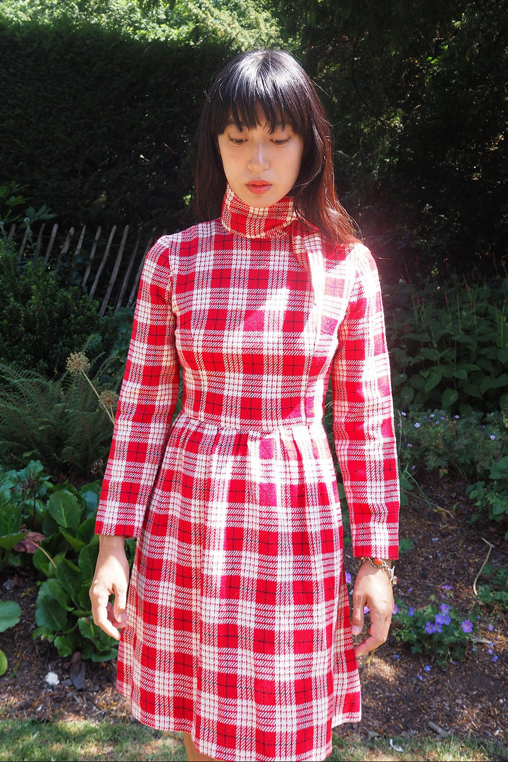 Late 50's Mini Dress Sis NewYork | Mock Neck Puff Shoulder Wool Dress