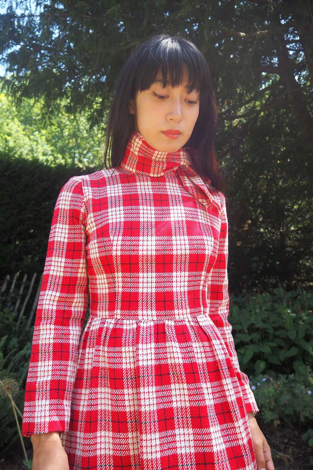 Late 50's Mini Dress Sis NewYork | Mock Neck Puff Shoulder Wool Dress