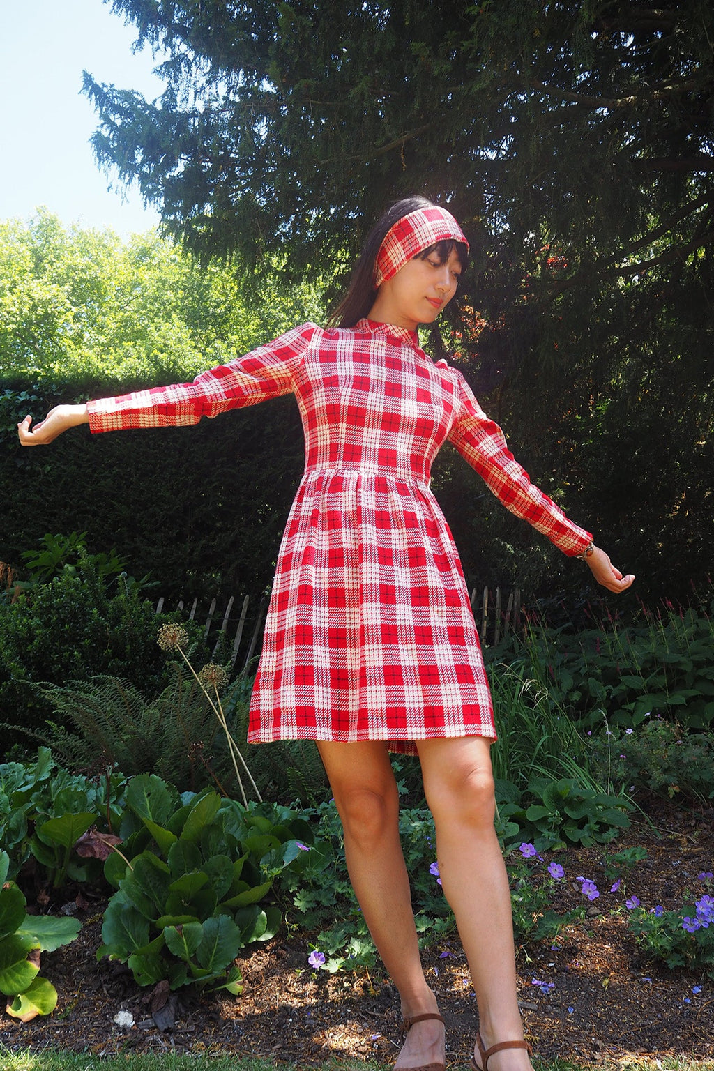 Late 50's Mini Dress Sis NewYork | Mock Neck Puff Shoulder Wool Dress
