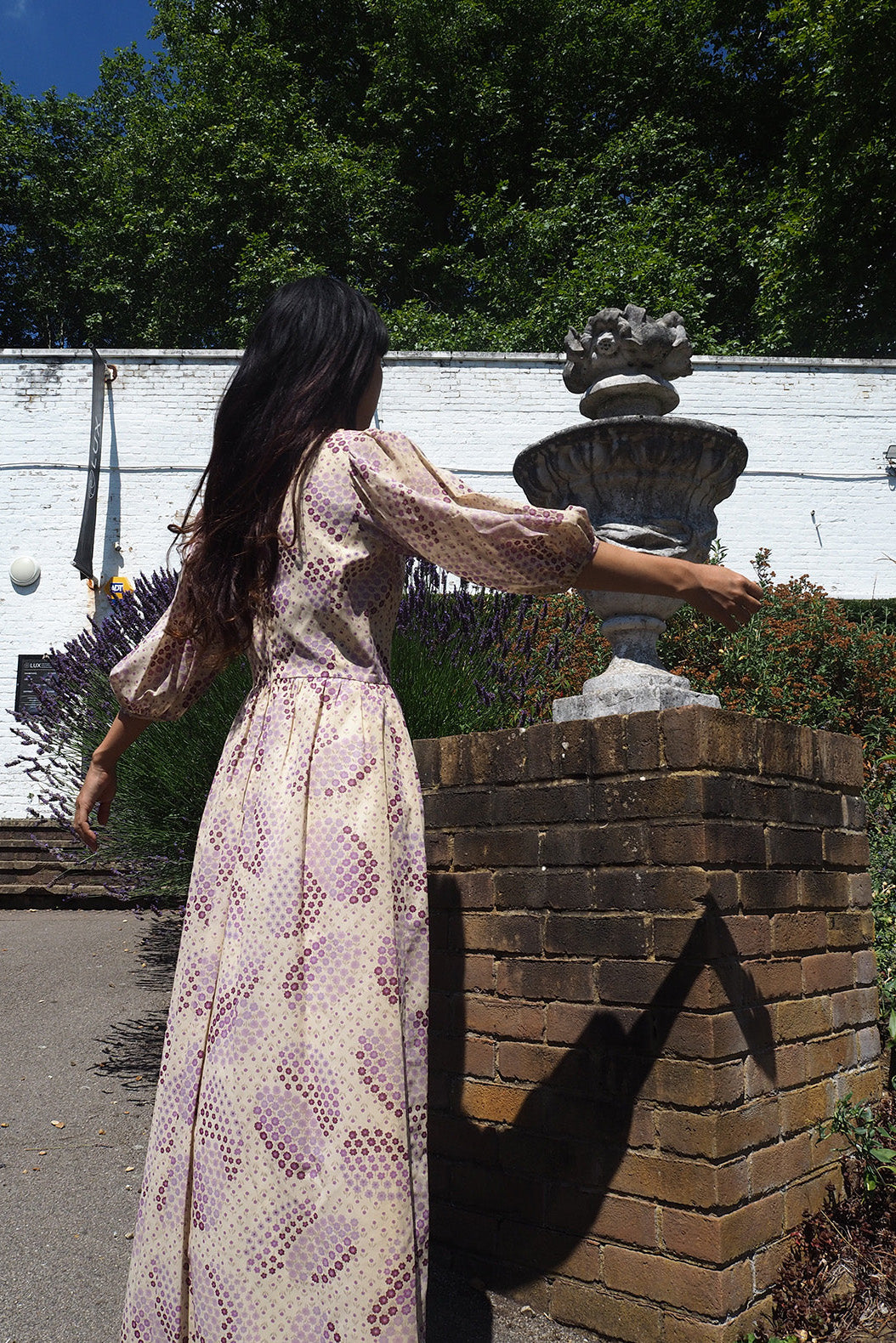 70's Lace Maxi Dress London Vintage | Romantic Puff Sleeve Long Dress