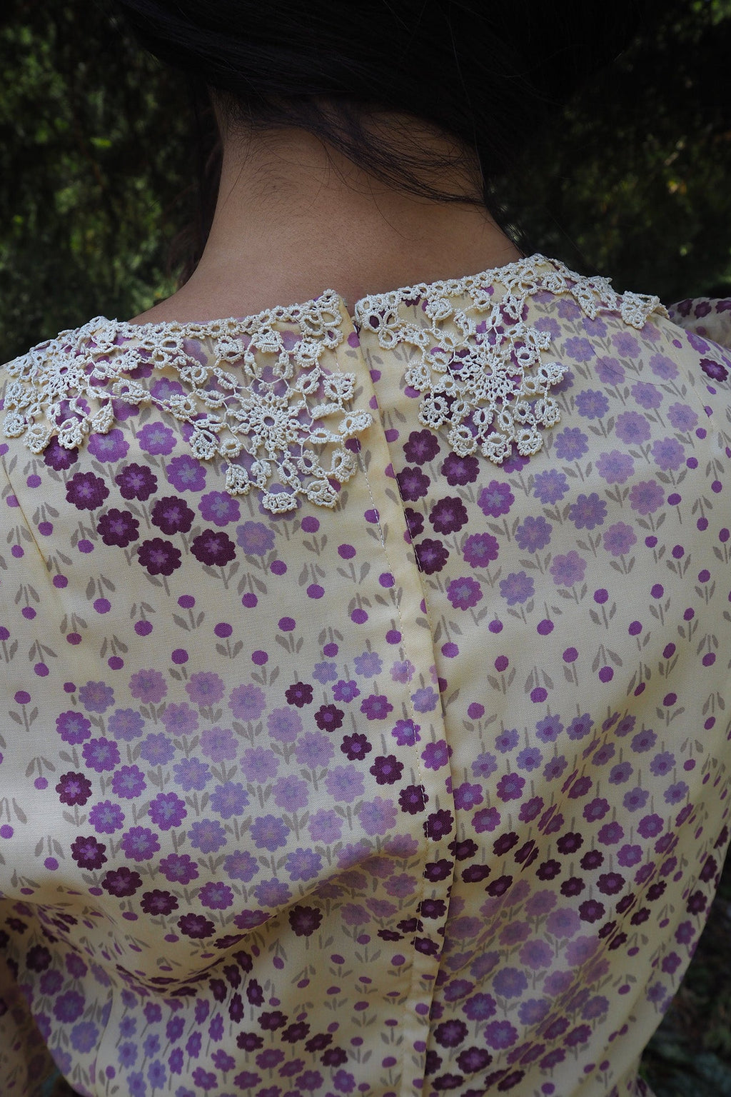 70's Lace Maxi Dress London Vintage | Romantic Puff Sleeve Long Dress