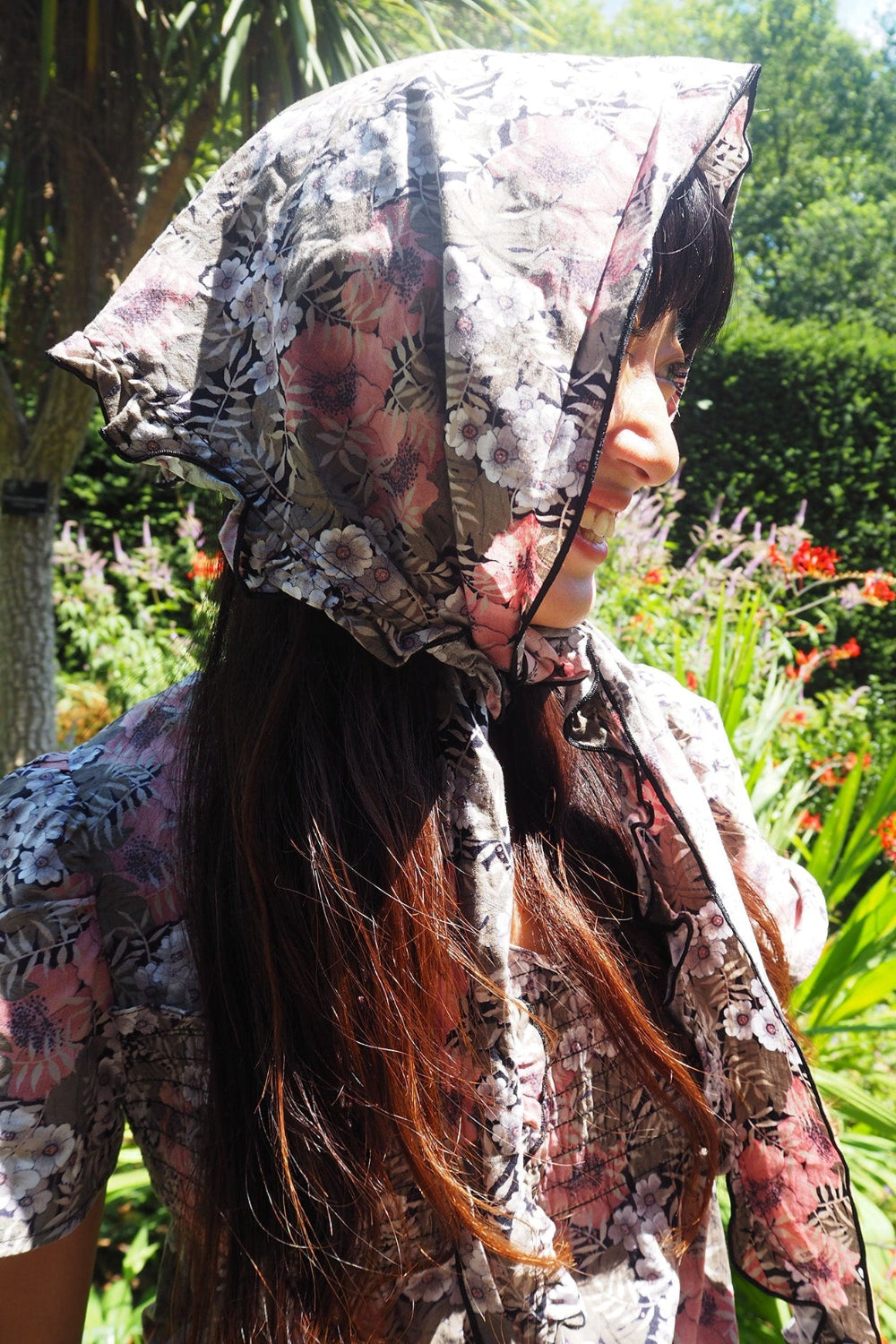 70's Dorothy Perkins Maxi Dress with Babushka Scarf | UK Botanical Print