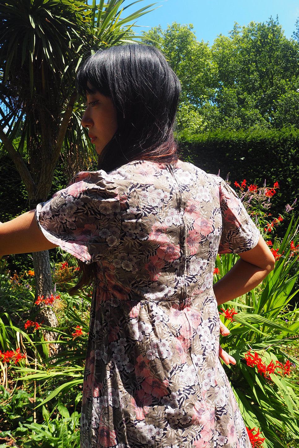 70's Dorothy Perkins Maxi Dress with Babushka Scarf | UK Botanical Print