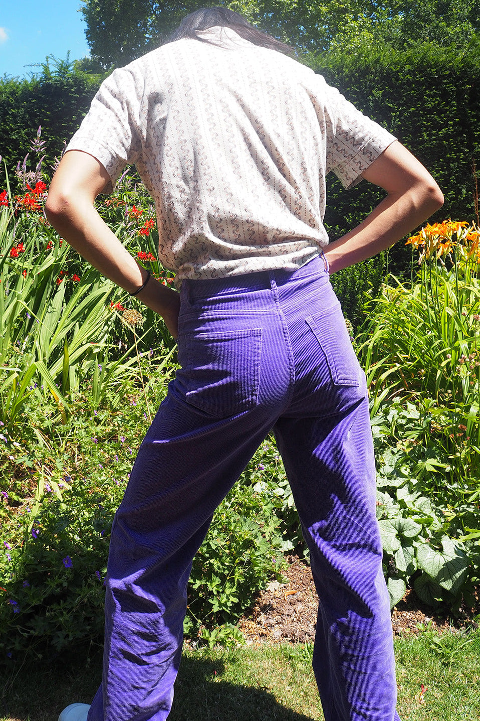 70's Style Purple Corduroy Flare Pants H&M｜パープルコーデュロイ