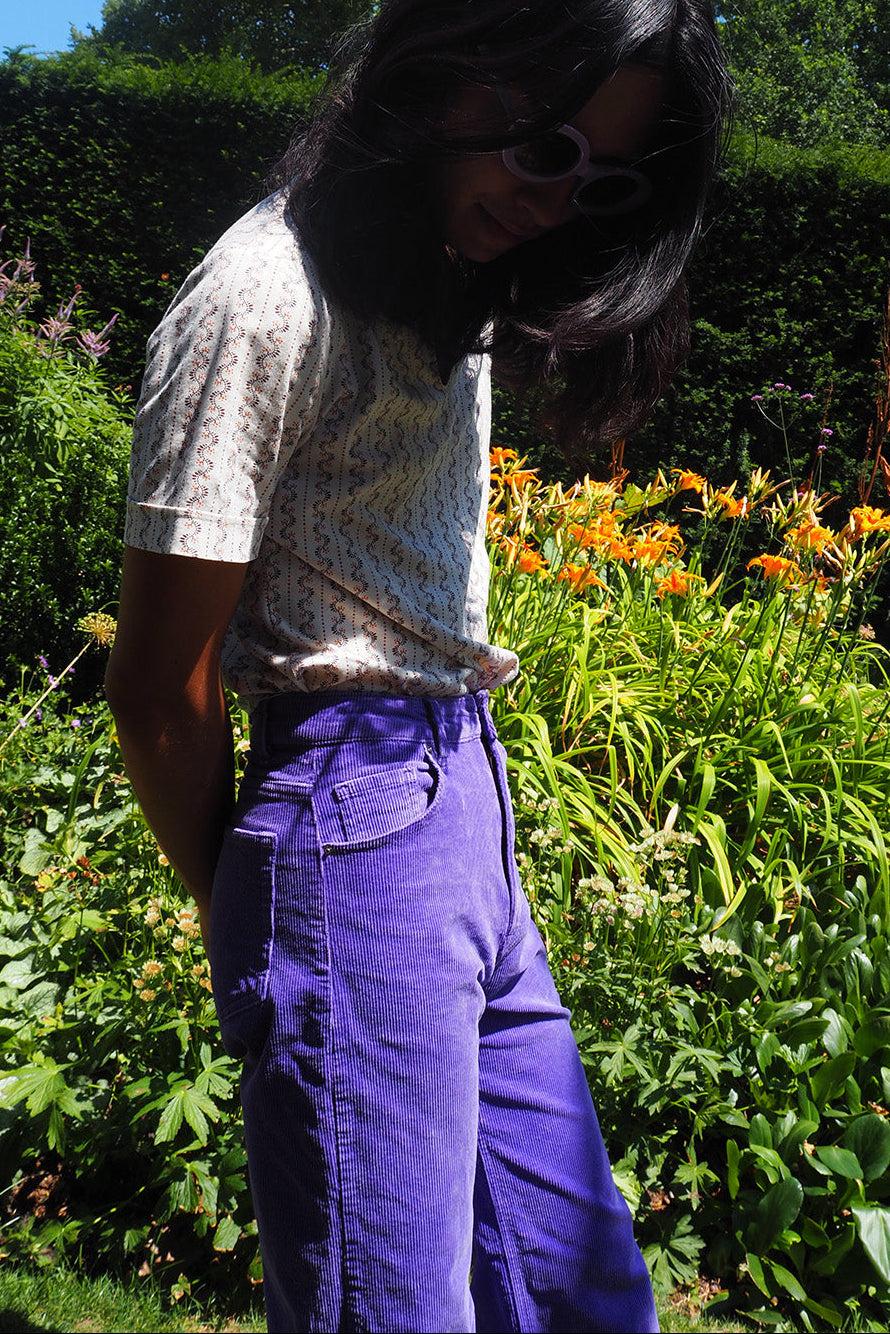 70's Style Purple Corduroy Flare Pants H&M | Glam Rock Unisex