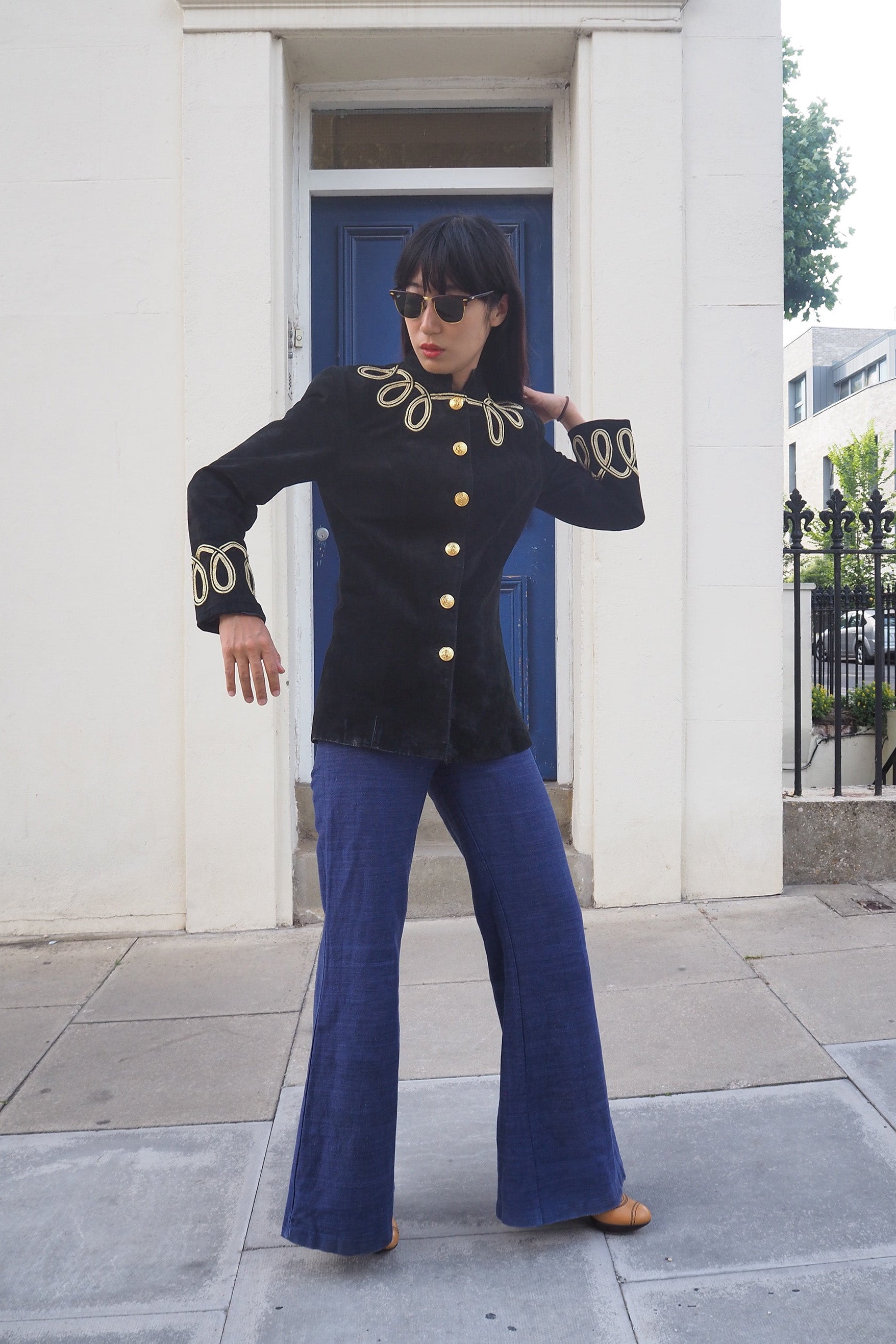 80's Suede Leather Jacket Etosha | Bohemian Military Style