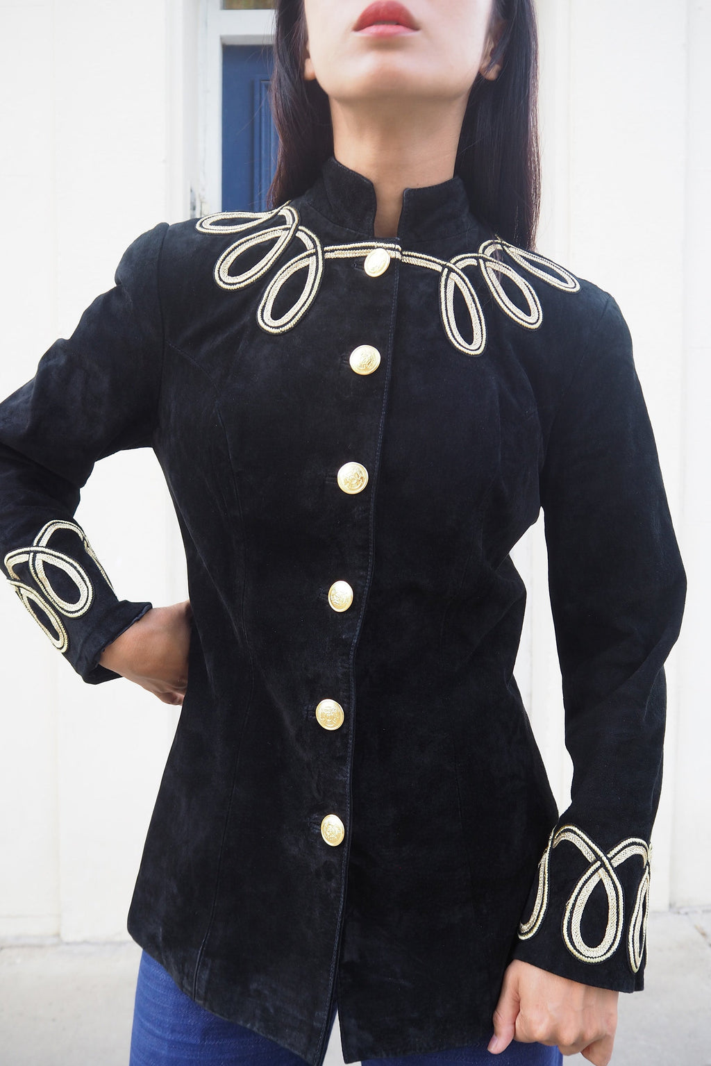 80's Suede Leather Jacket Etosha | Bohemian Military Style