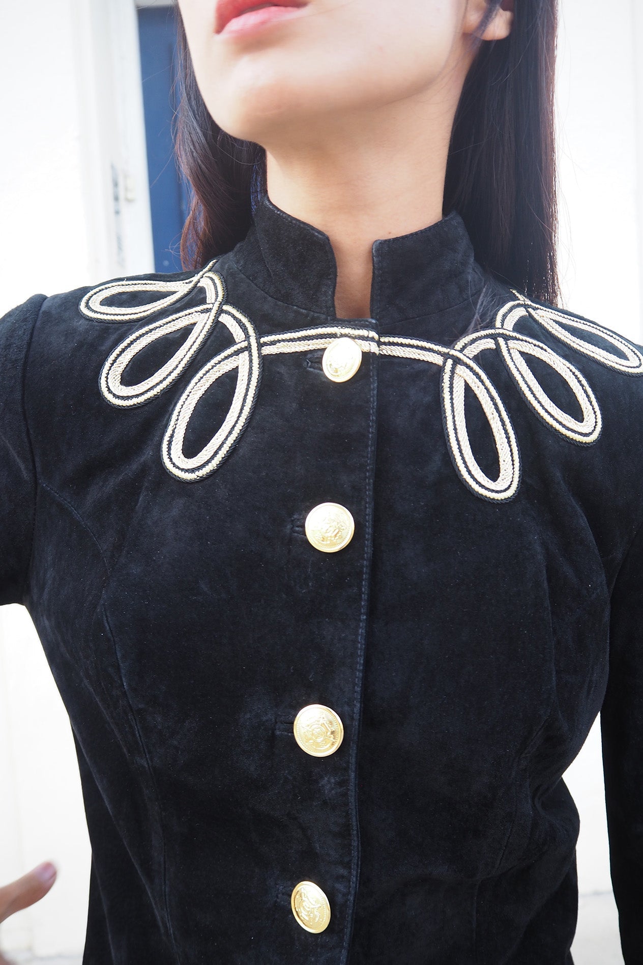 80's Suede Leather Jacket Etosha | Bohemian Military Style