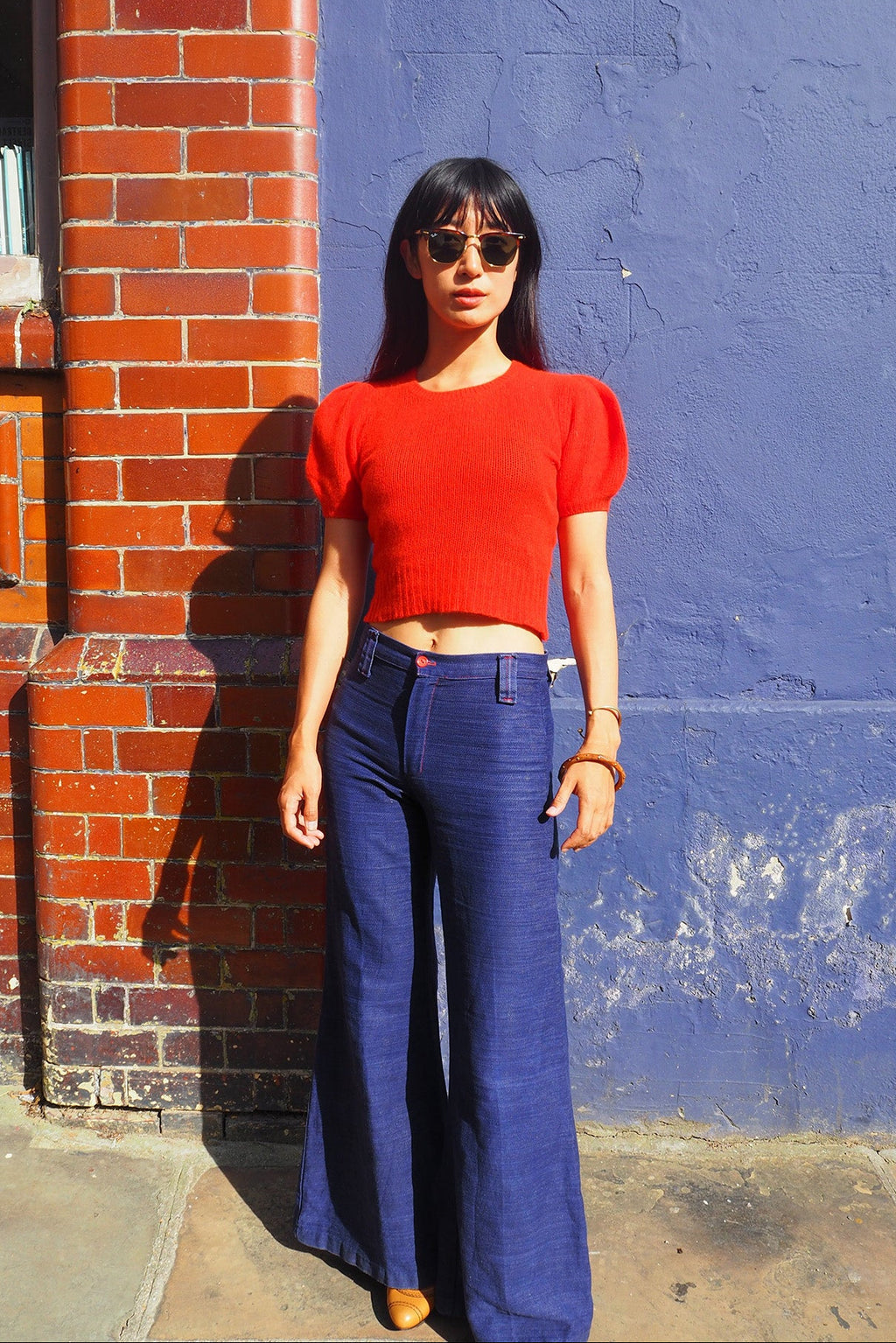 70's Red Mini Knit Chelsea Girl London | Angora Mohair Sweater