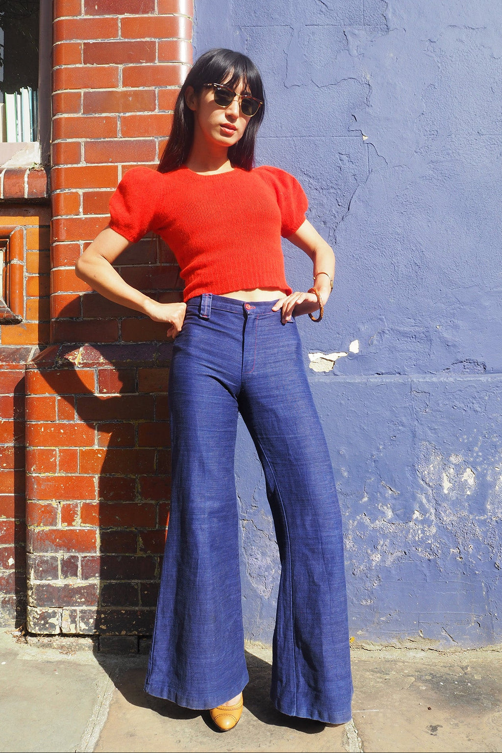 70's Red Mini Knit Chelsea Girl London | Angora Mohair Sweater