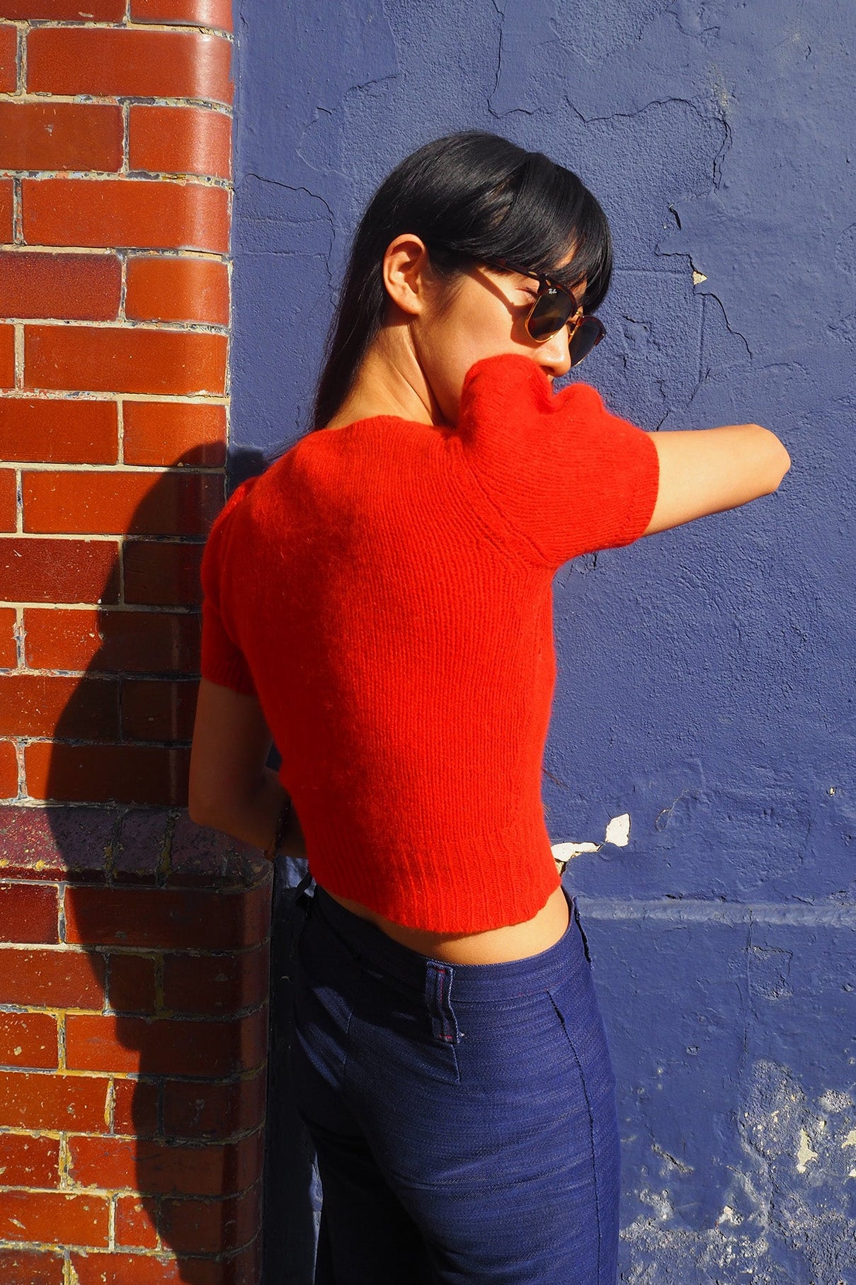 70's Red Mini Knit Chelsea Girl London | Angora Mohair Sweater