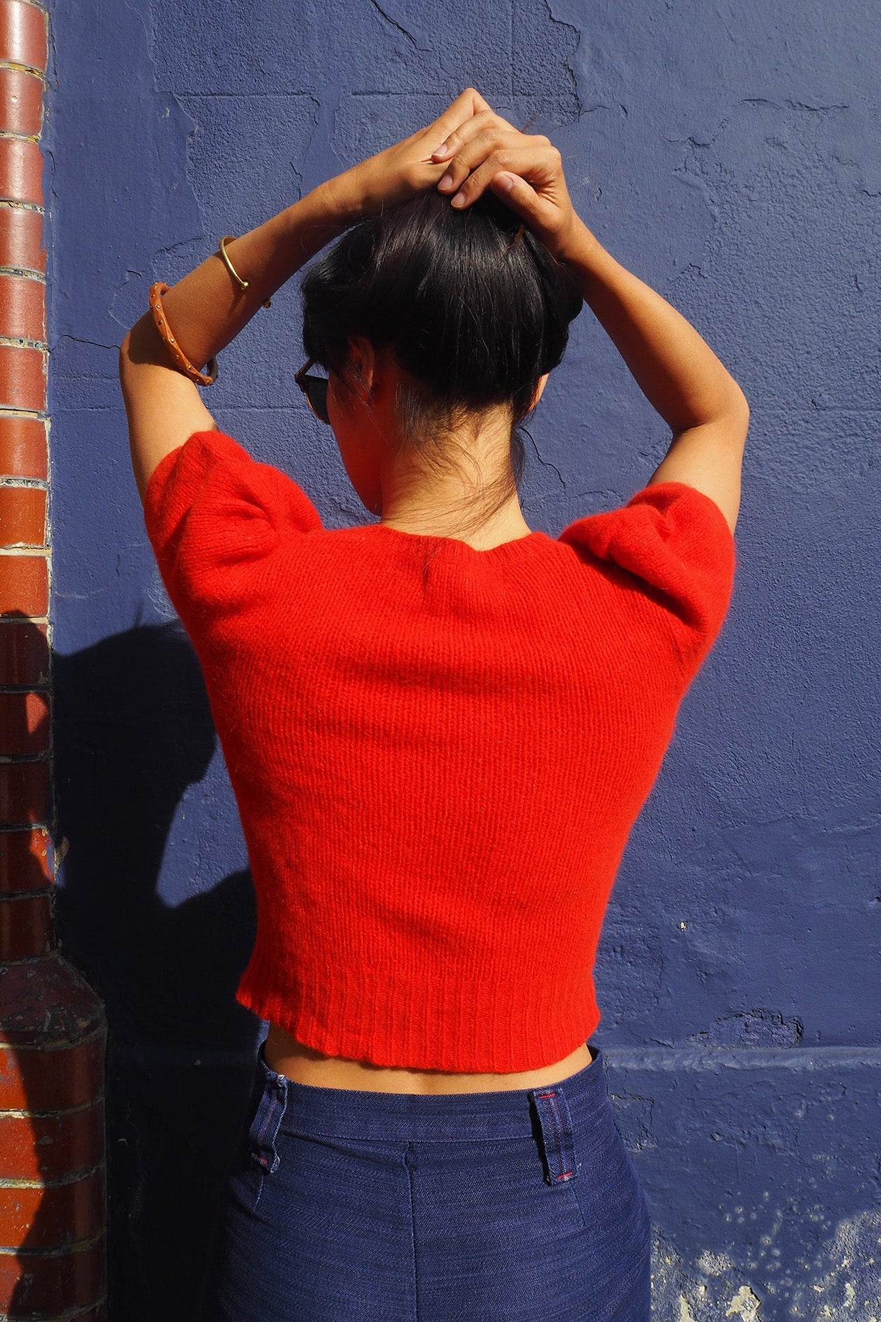 70's Red Mini Knit Chelsea Girl London | Angora Mohair Sweater