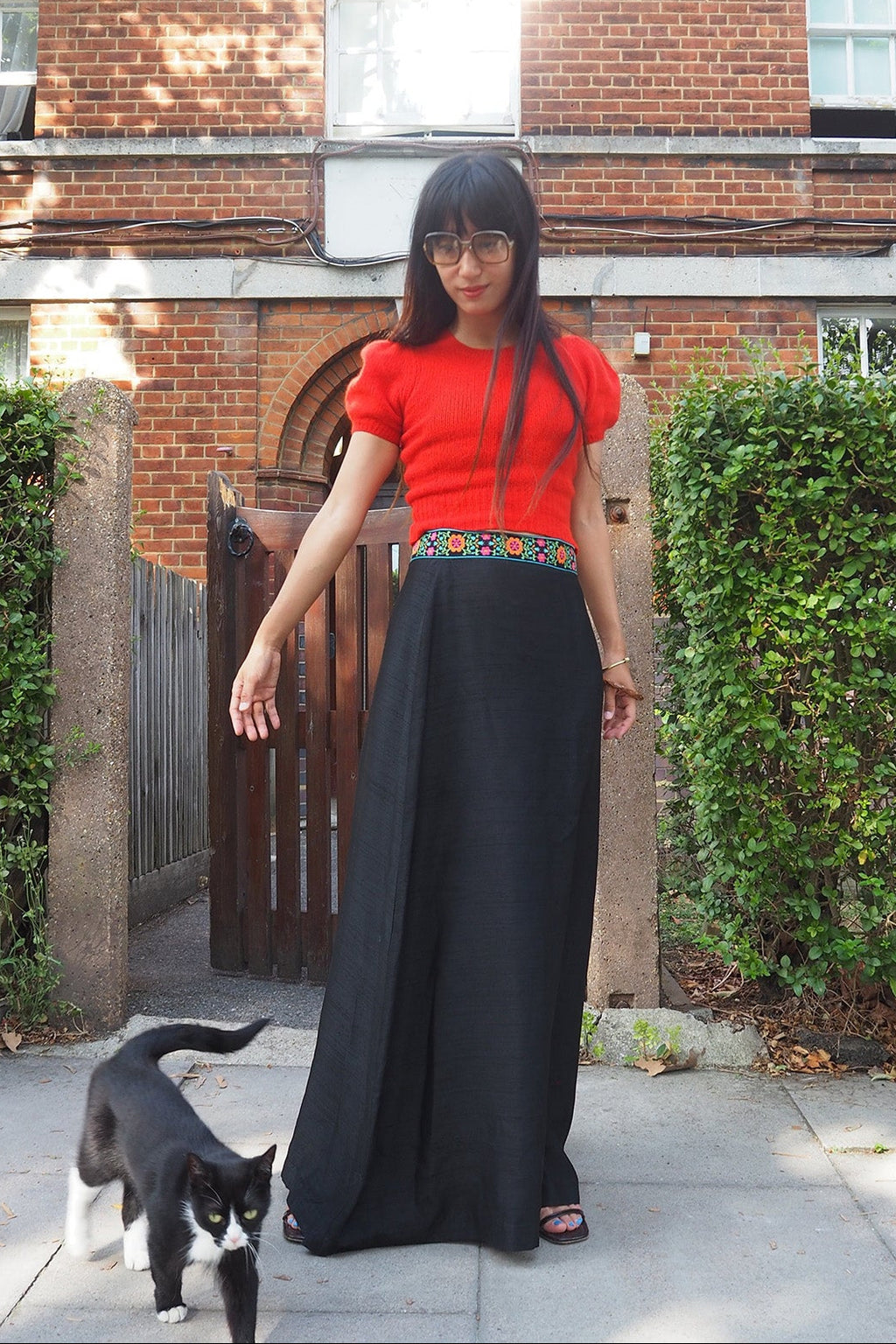 Late 60's Maxi Skirt St Andre London | Tyrolean Tape Black Skirt