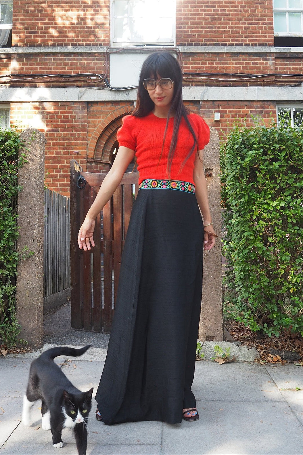 Late 60's Maxi Skirt St Andre London | Tyrolean Tape Black Skirt