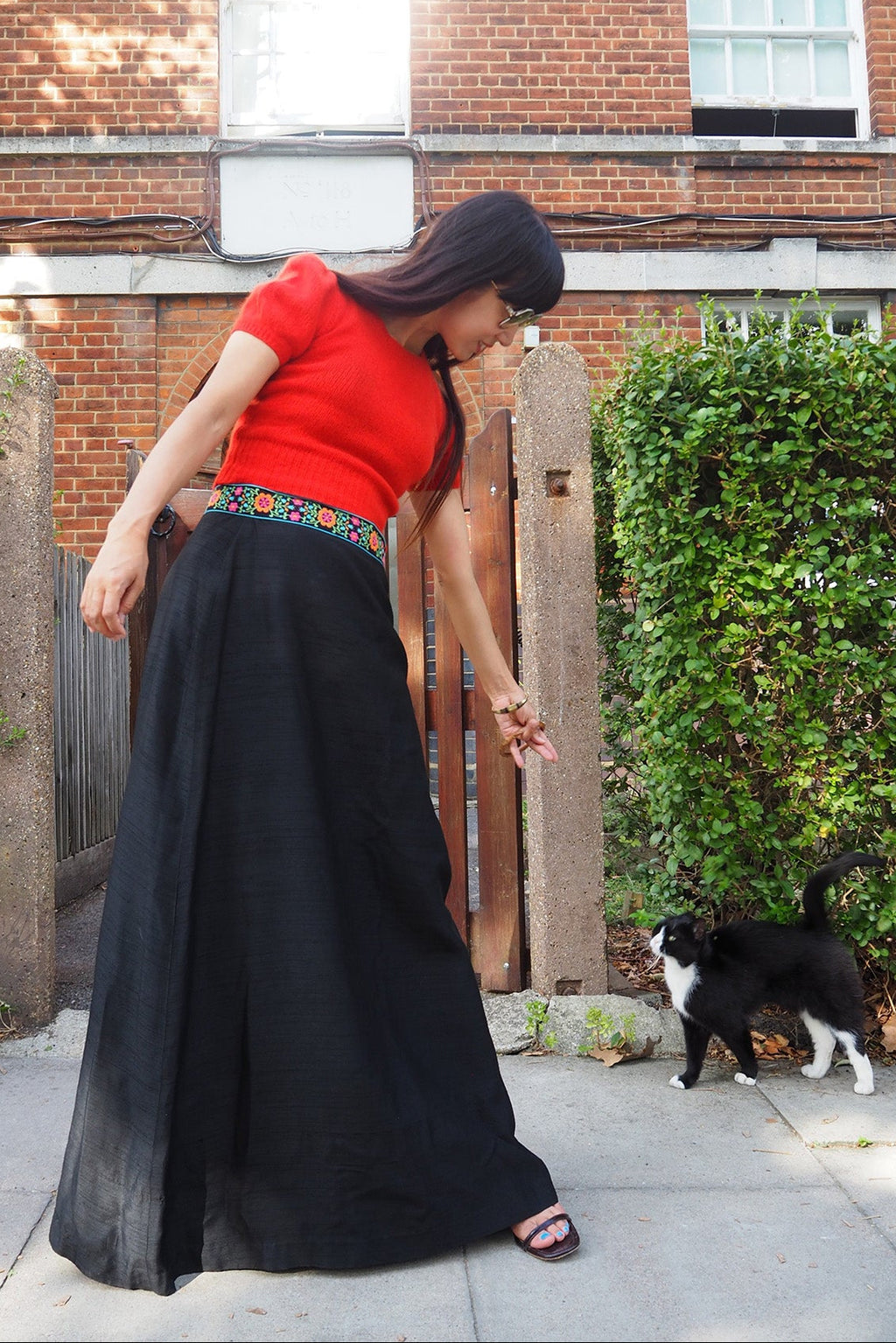 Late 60's Maxi Skirt St Andre London | Tyrolean Tape Black Skirt