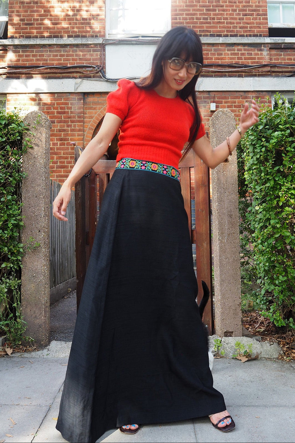 Late 60's Maxi Skirt St Andre London | Tyrolean Tape Black Skirt
