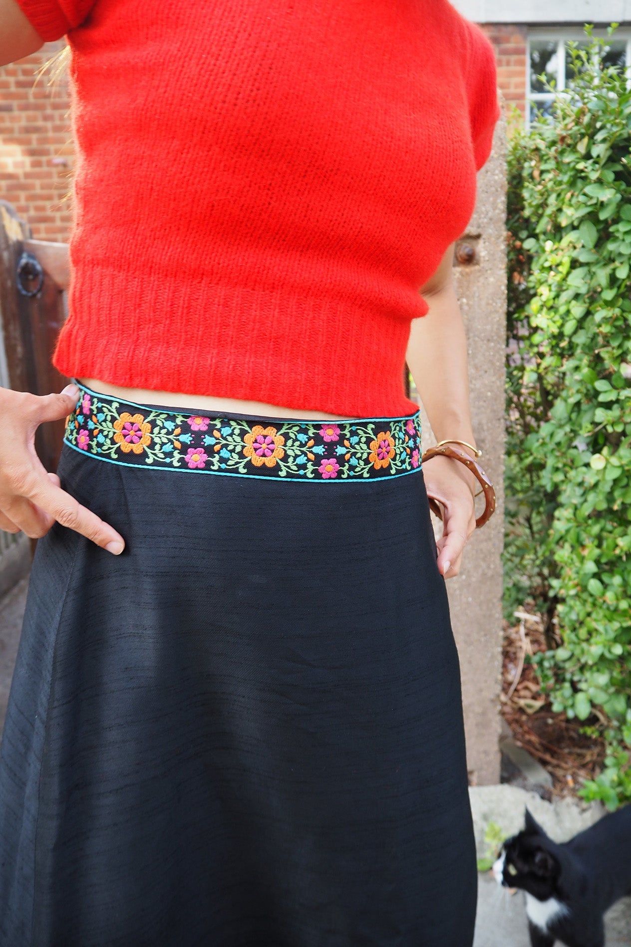 Late 60's Maxi Skirt St Andre London | Tyrolean Tape Black Skirt