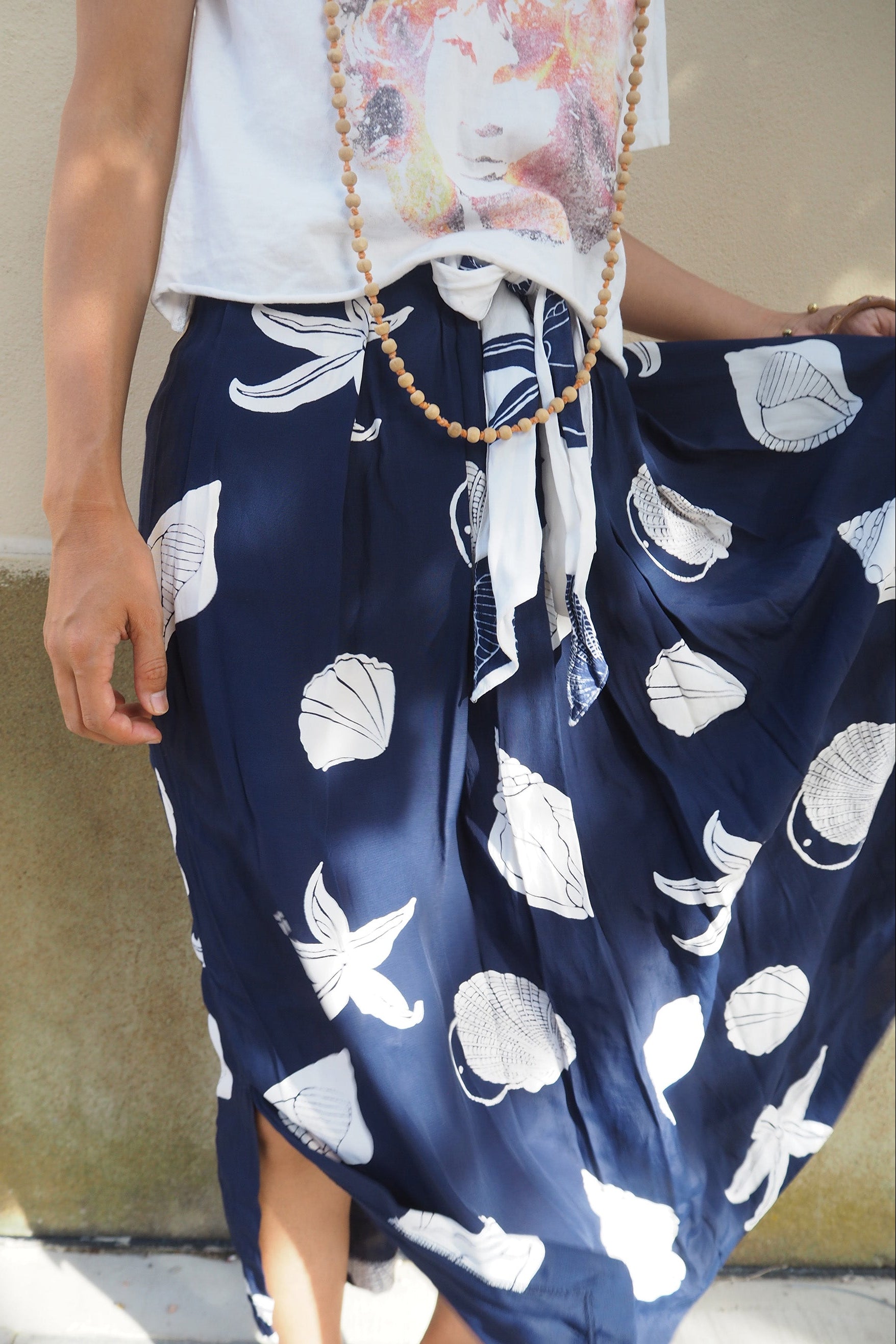 90's Betty Barclay Shell Print Skirt | European Vintage Maxi