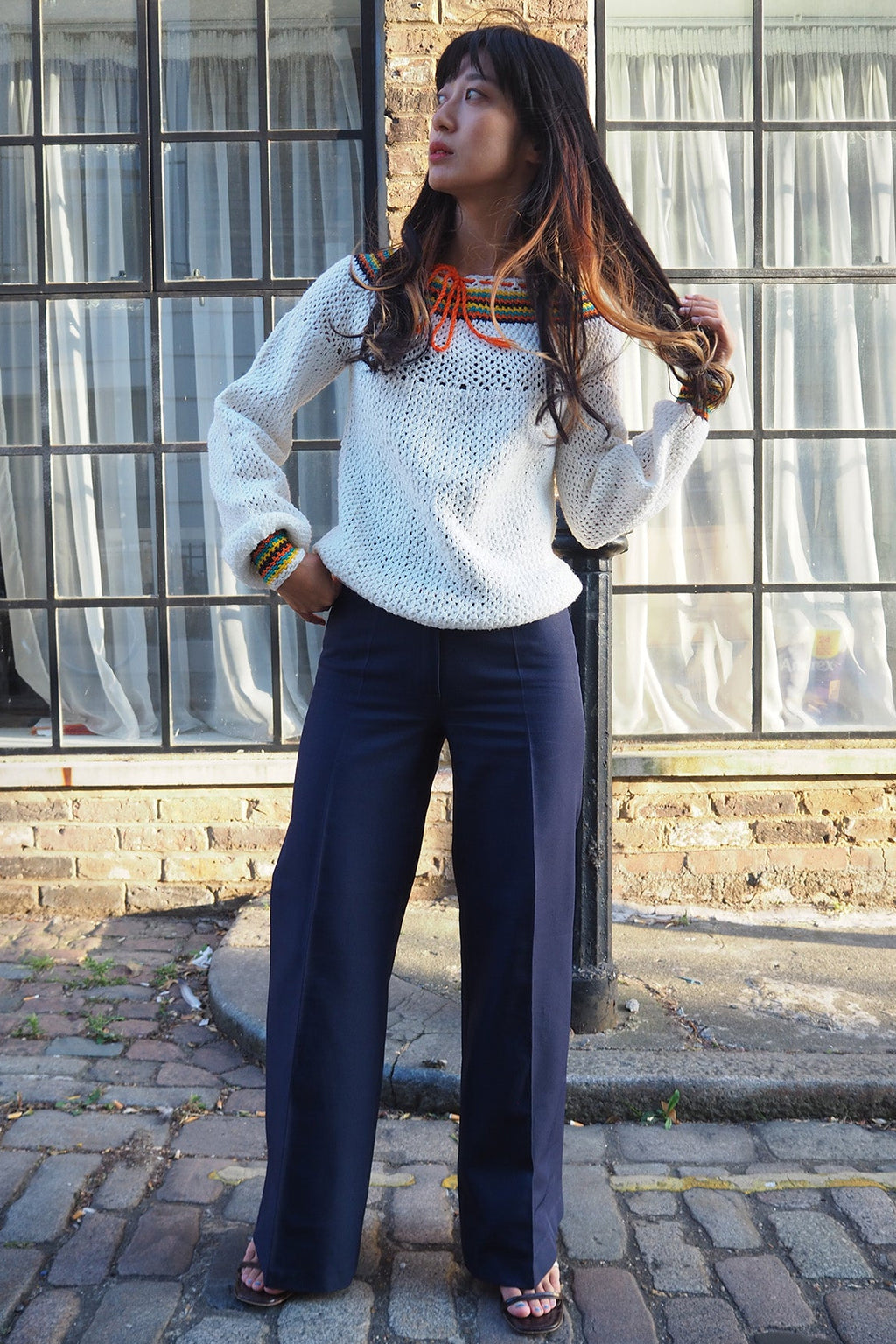 70's Handmade Crochet Knit London Vintage | Colorful Boho Sweater