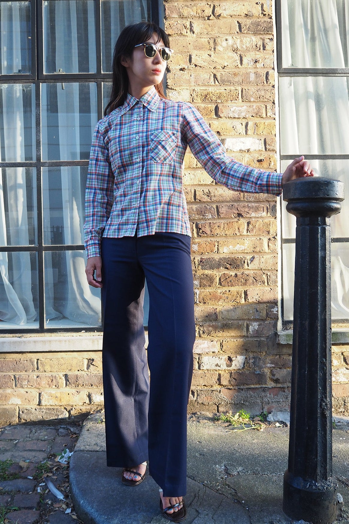 70's Lady's Check Shirt London Vintage | Soft Gauze Cotton Blouse