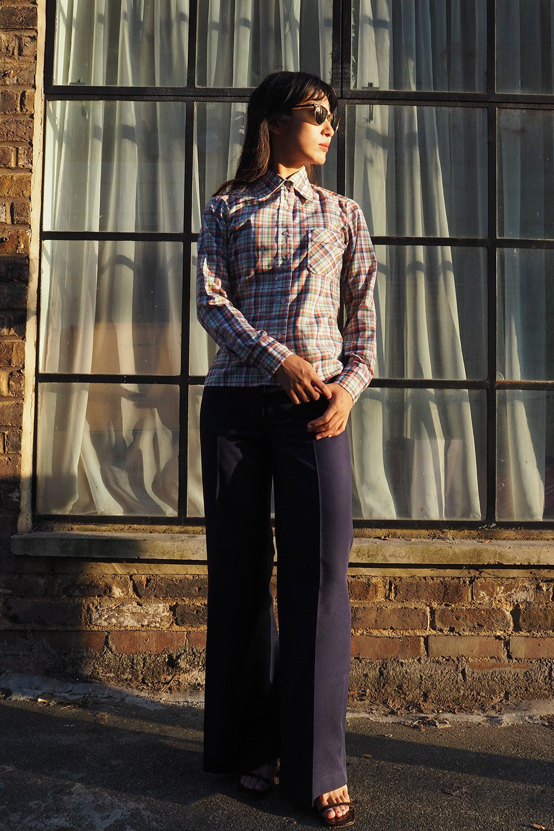 70's Lady's Check Shirt London Vintage | Soft Gauze Cotton Blouse