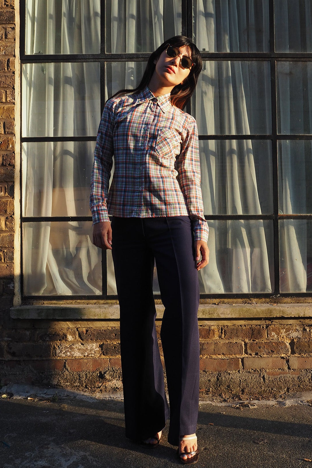 70's Lady's Check Shirt London Vintage | Soft Gauze Cotton Blouse