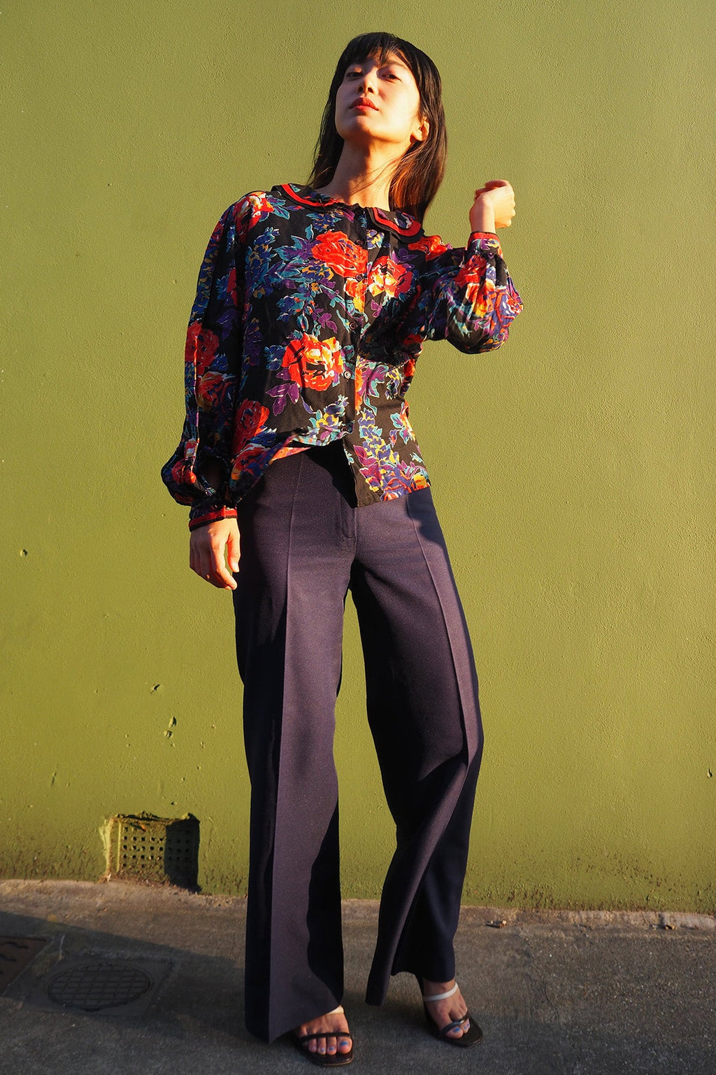 70's Flower Shirt Mayagor France | Reversible Quilted Yoke Blouse