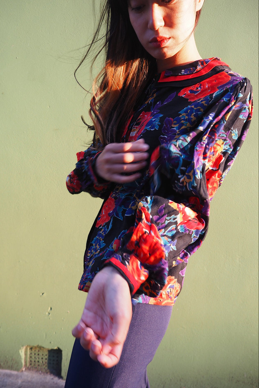 70's Flower Shirt Mayagor France | Reversible Quilted Yoke Blouse