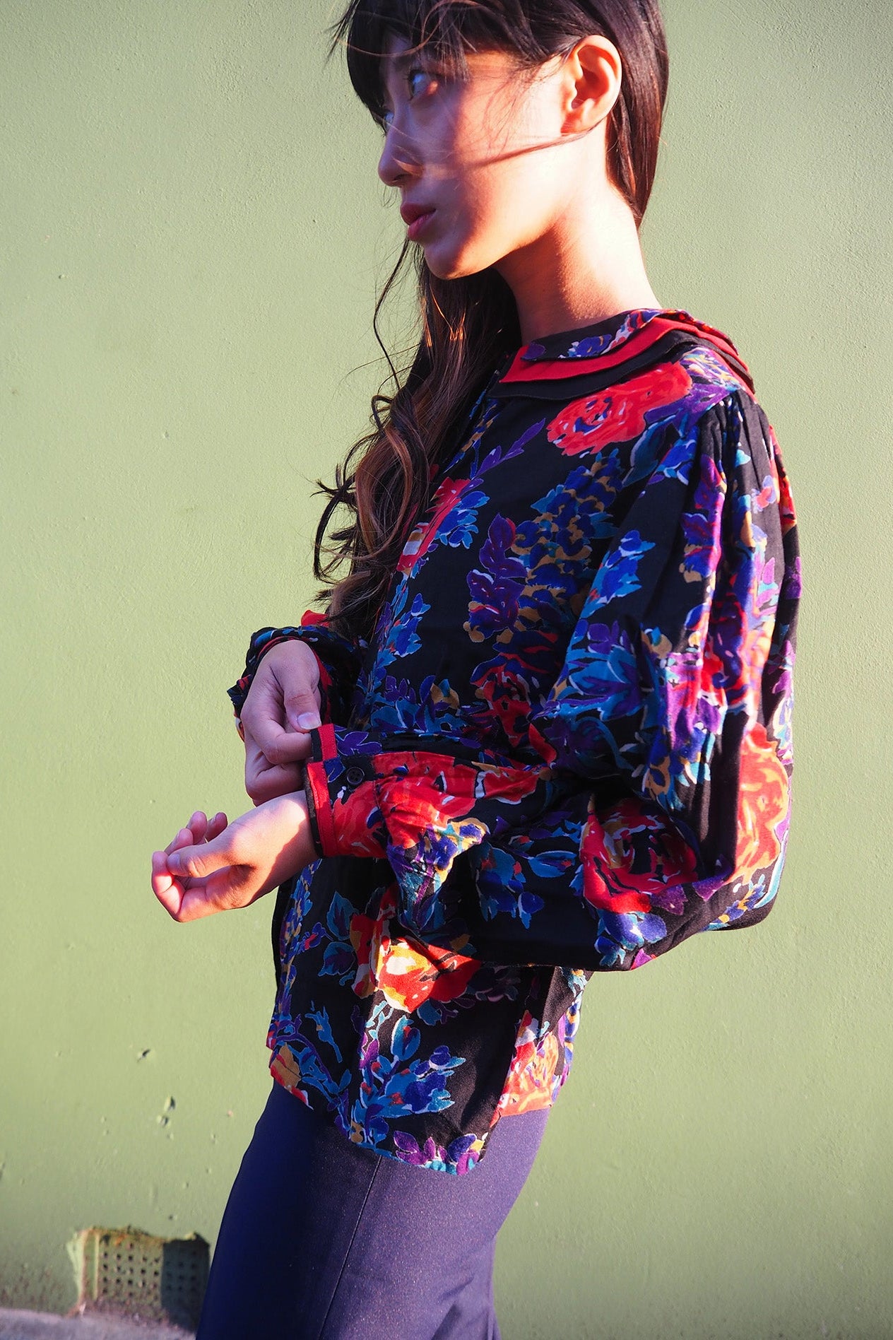 70's Flower Shirt Mayagor France | Reversible Quilted Yoke Blouse