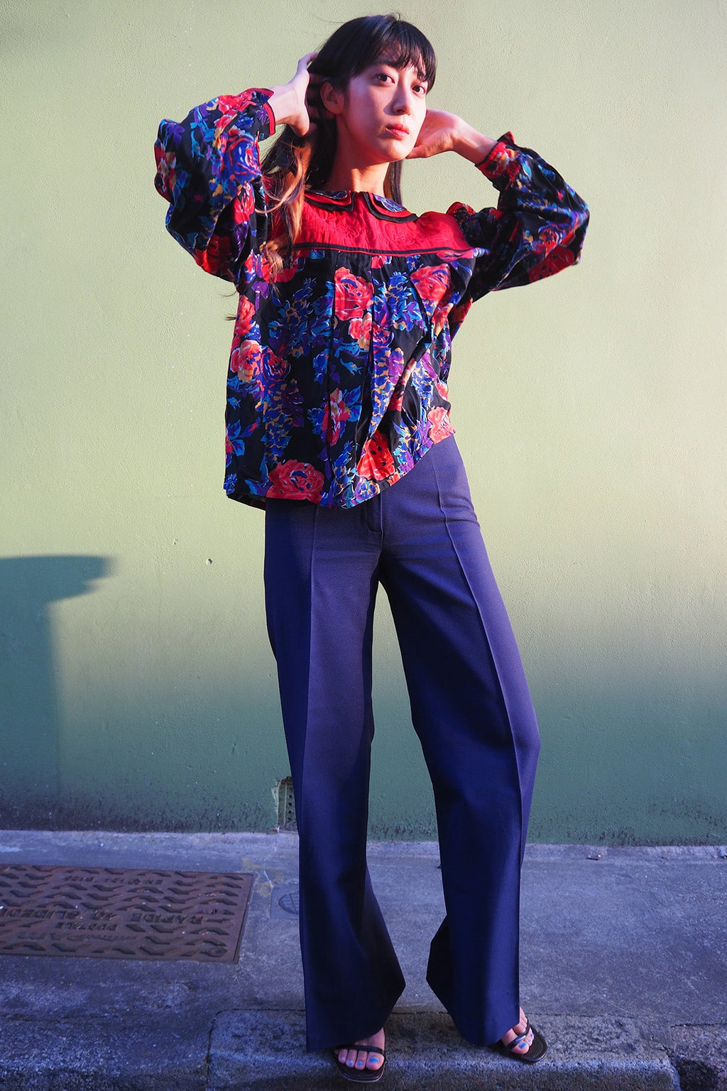 70's Flower Shirt Mayagor France | Reversible Quilted Yoke Blouse