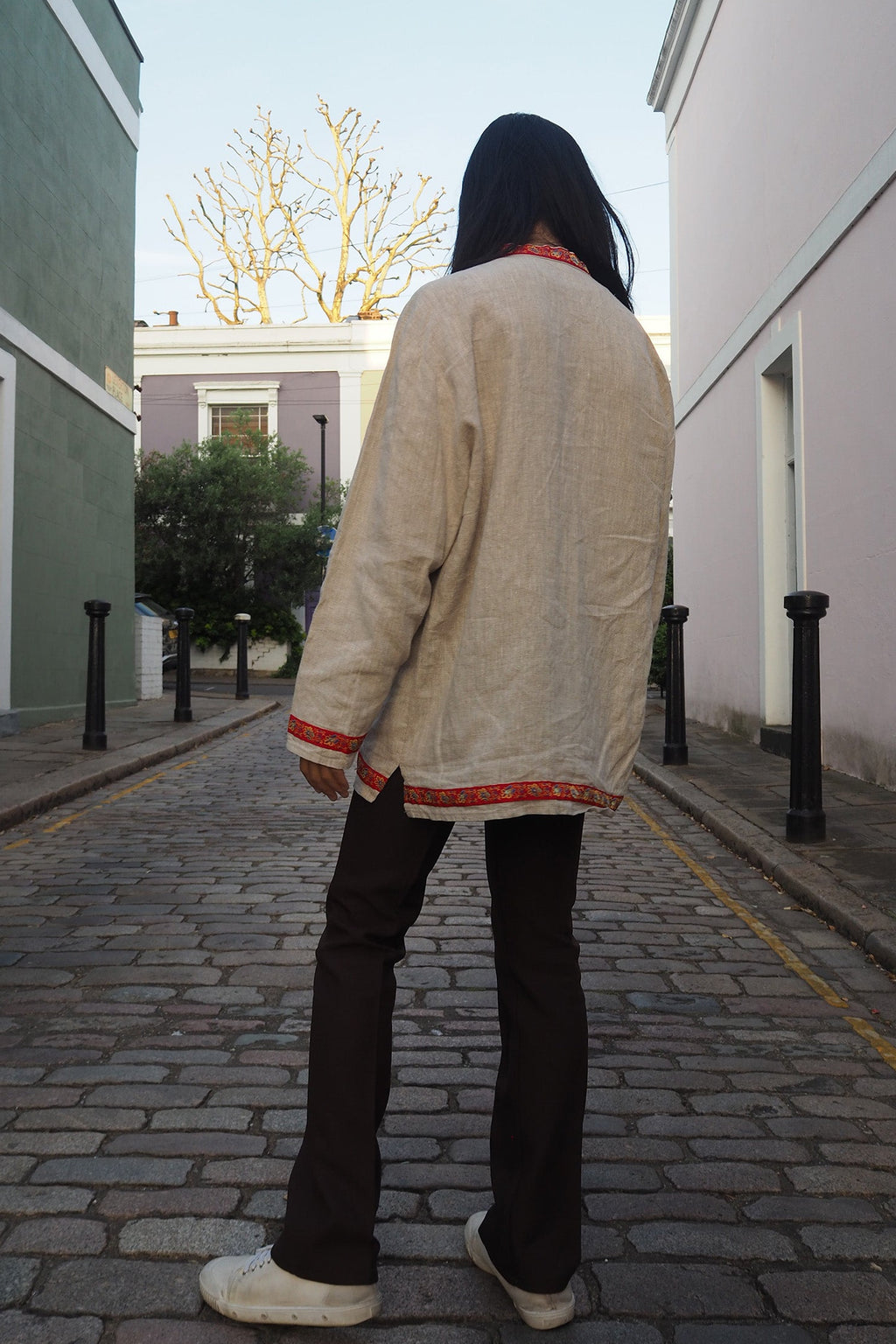 Chinese Style Vintage Men's Shirt | Tyrolean Tape Jim Morrison Style