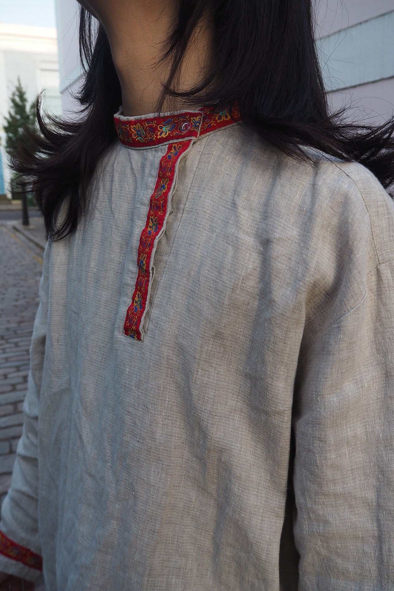 Chinese Style Vintage Men's Shirt | Tyrolean Tape Jim Morrison Style