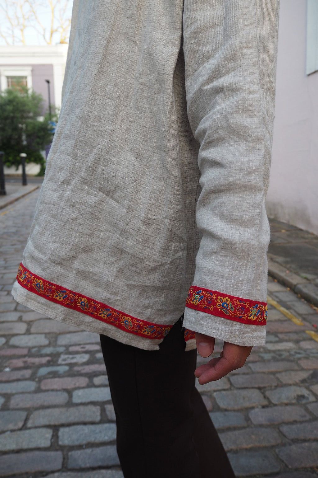 Chinese Style Vintage Men's Shirt | Tyrolean Tape Jim Morrison Style