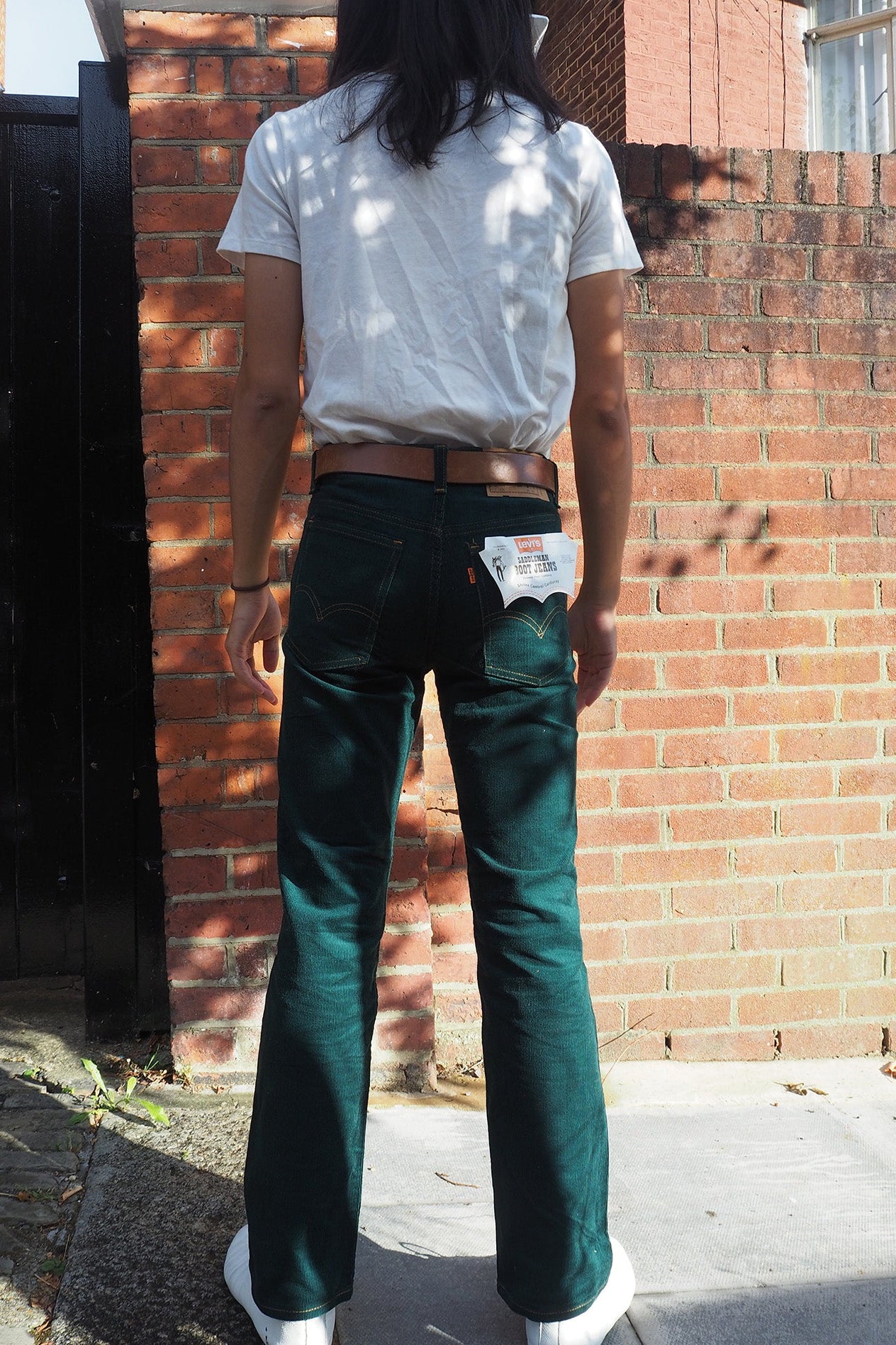 70's Levi's Deadstock Corduroy Pants Green | 716-1517 Saddleman Boot Jeans