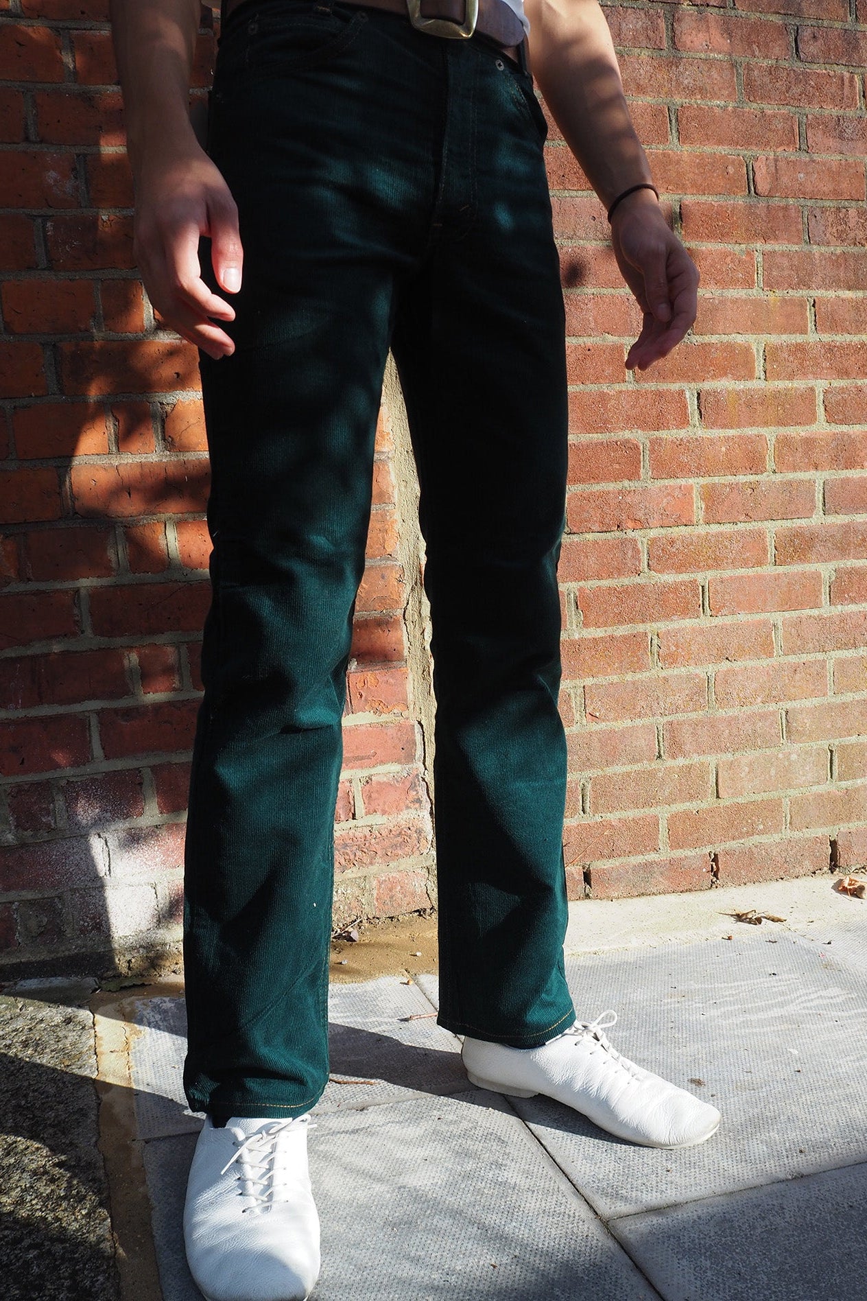 70's Levi's Deadstock Corduroy Pants Green | 716-1517 Saddleman Boot Jeans