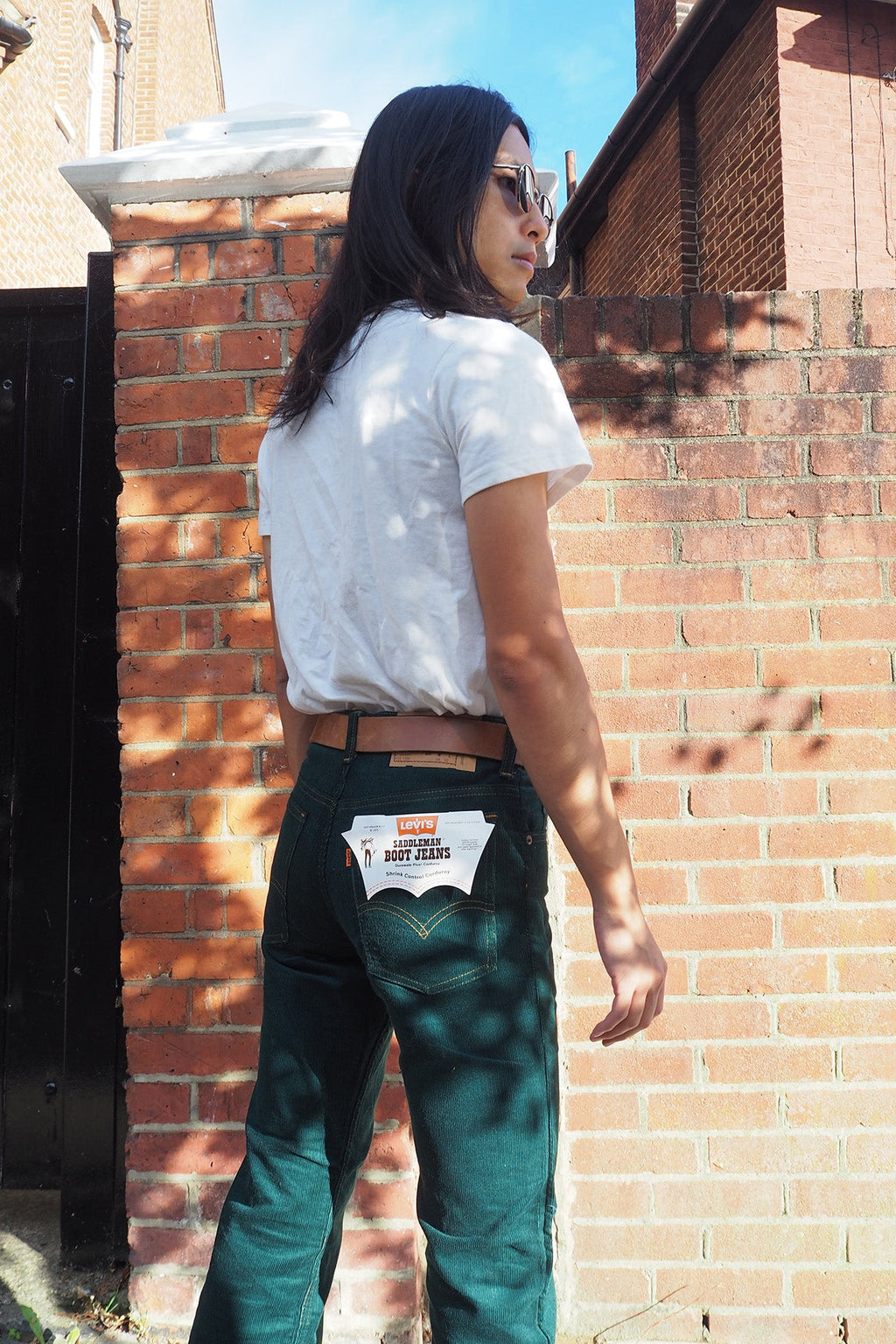 70's Levi's Deadstock Corduroy Pants Green | 716-1517 Saddleman Boot Jeans